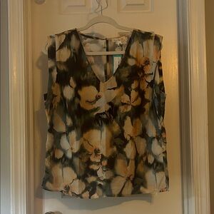 Nine Britton Avery Ruch floral sleeveless top, size medium NWT